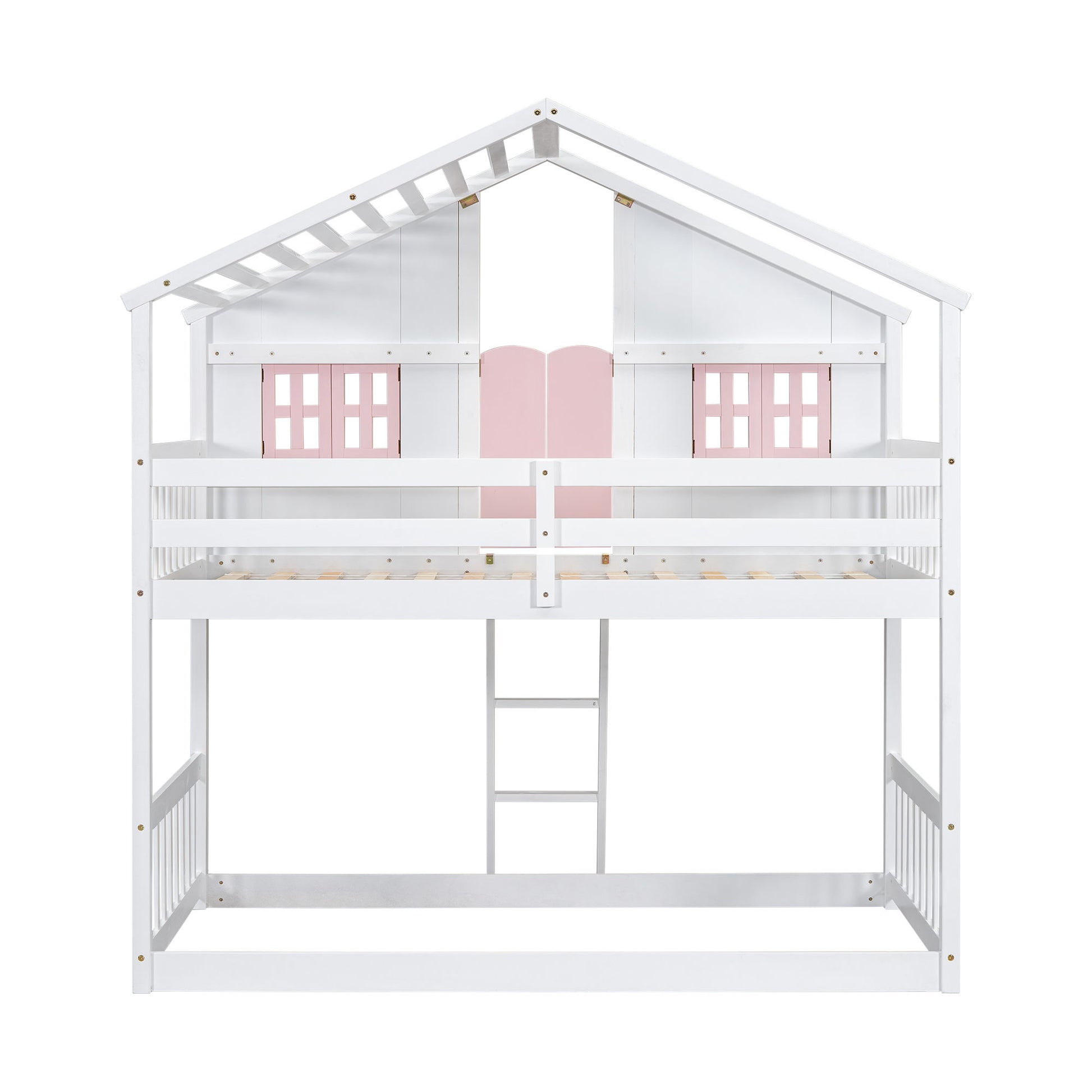 House Bunk Bed With Roof, Window, Window Box, Door, With Safety Guardrails And Ladder - The Sleep Loft - Online Mattress Showroom NYC