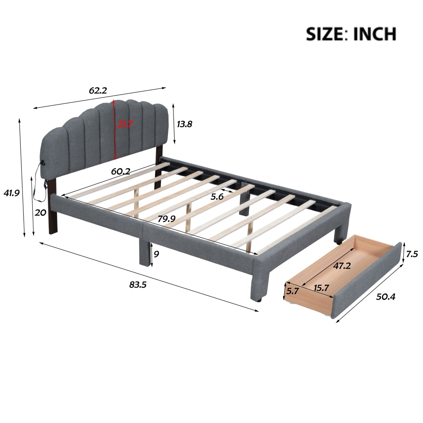Upholstered Platform Bed With Drawer - The Sleep Loft - Online Mattress Showroom NYC