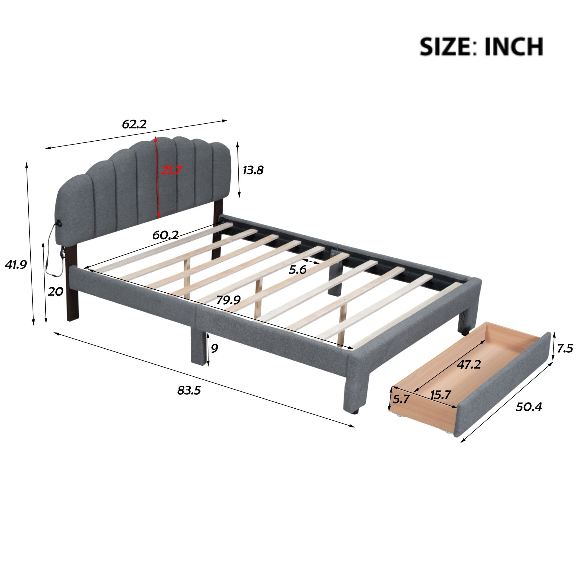 Upholstered Platform Bed With Drawer - The Sleep Loft - Online Mattress Showroom NYC