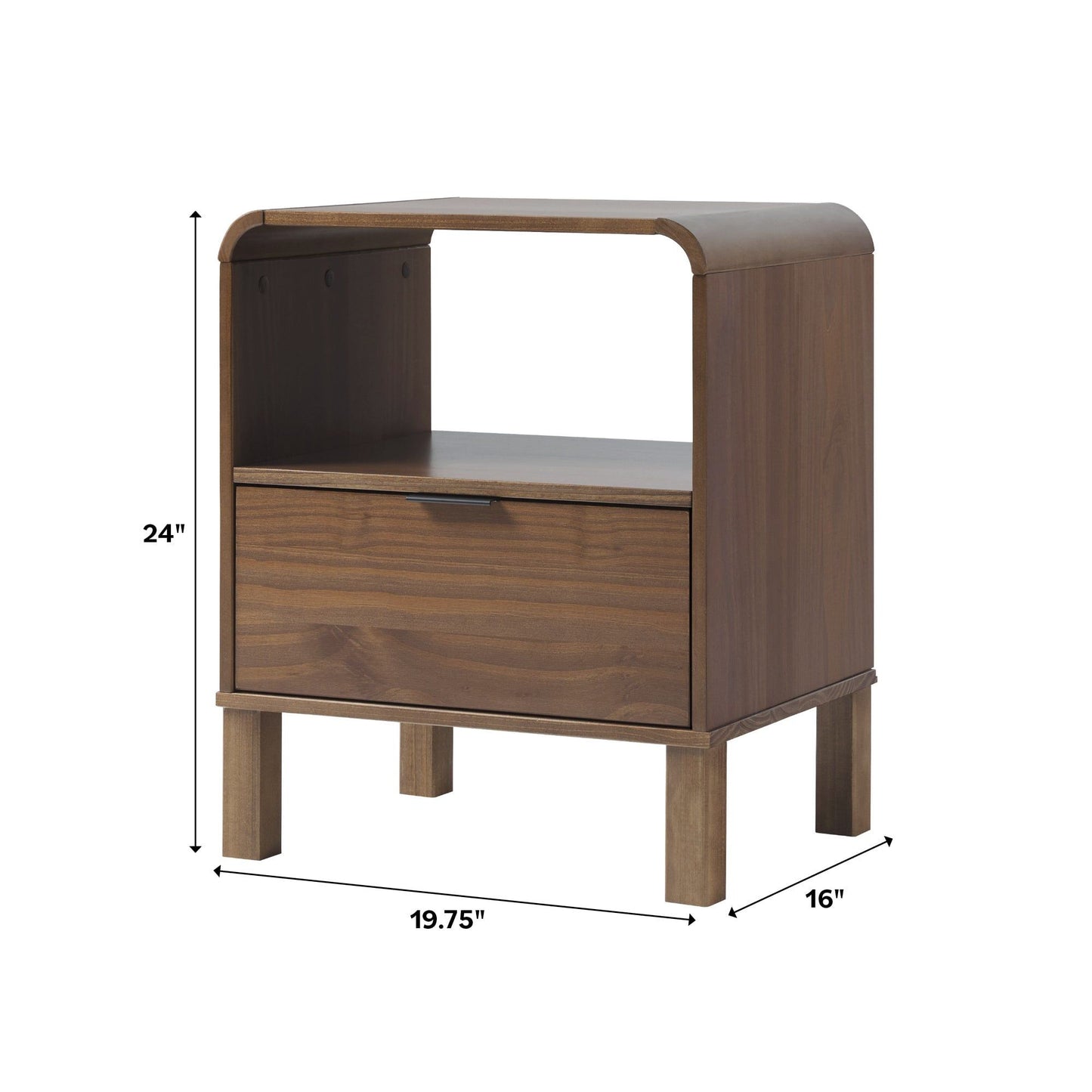 Modern Minimalist Curved Top Nightstand - The Sleep Loft - Online Mattress Showroom NYC