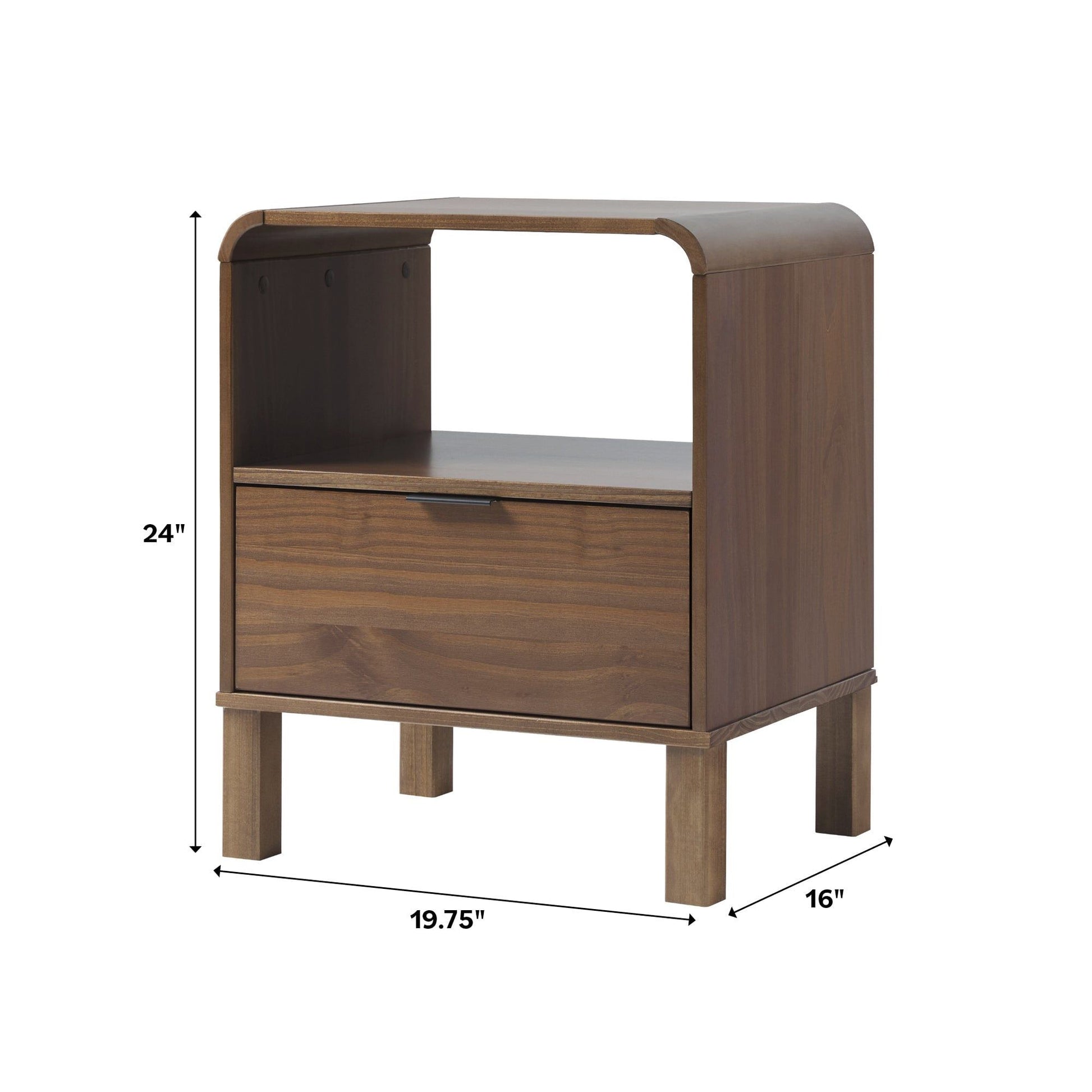 Modern Minimalist Curved Top Nightstand - The Sleep Loft - Online Mattress Showroom NYC