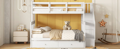 Bunk Bed With Twin Size Trundle, Storage And Guard Rail For Bedroom - The Sleep Loft - Online Mattress Showroom NYC