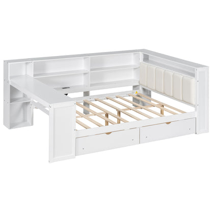 Platform Bed With Storage Shelves, Drawers, Charging Station, LED, Desk - The Sleep Loft - Online Mattress Showroom NYC