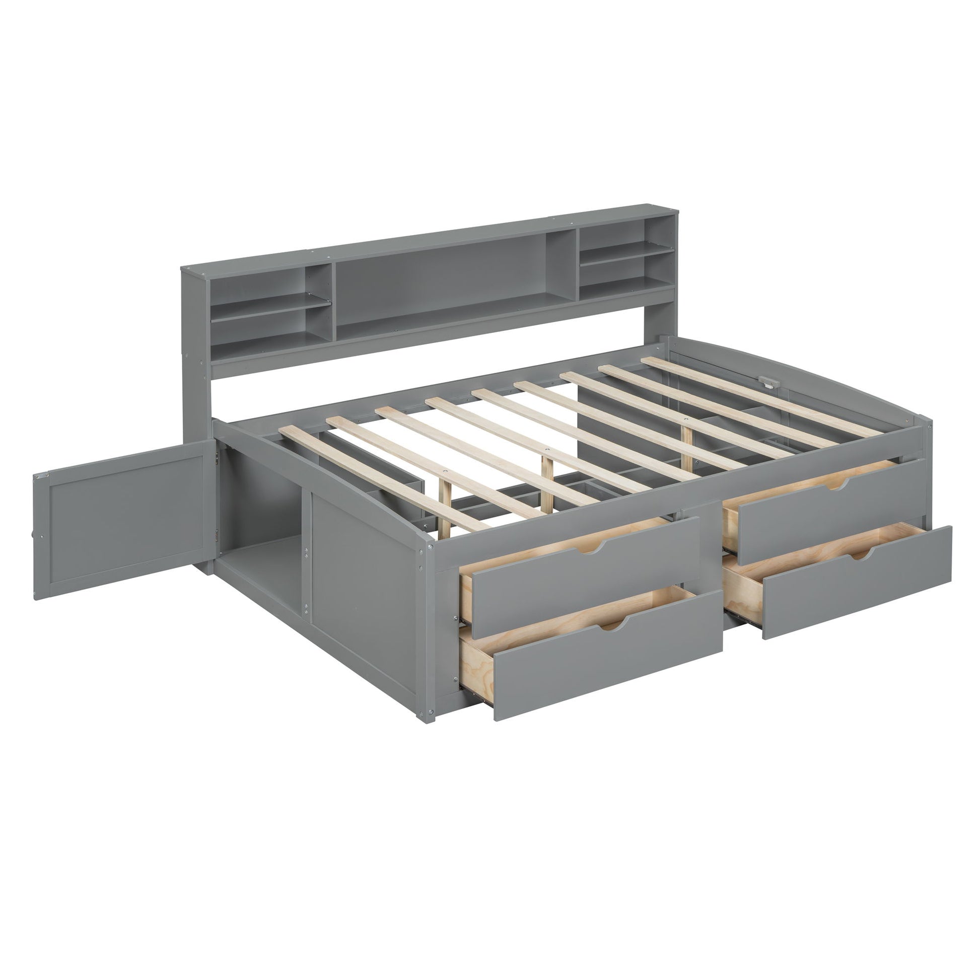 Daybed With 2 Bedside Cabinets, Upper Shelves And 4 Drawers - The Sleep Loft - Online Mattress Showroom NYC
