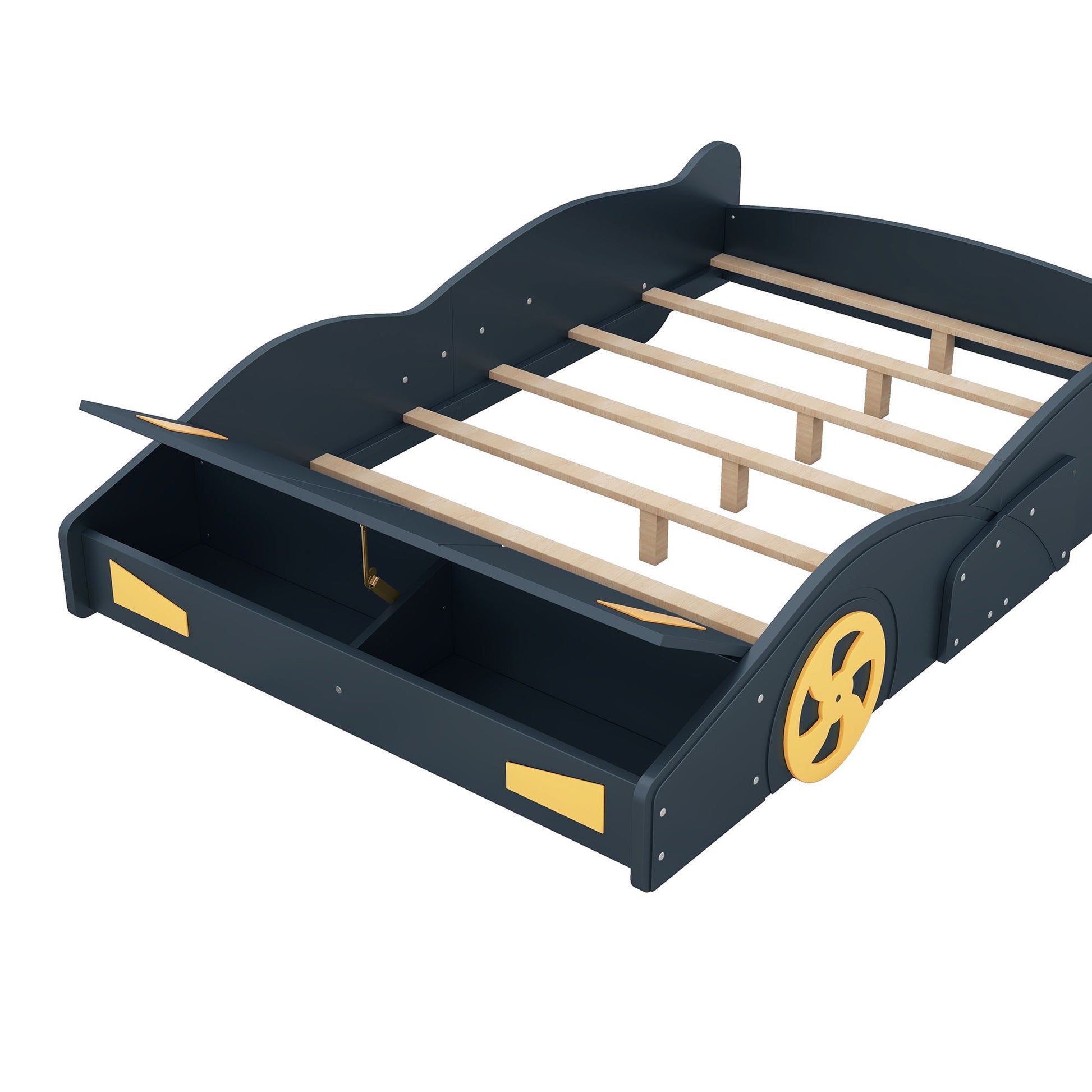 Race Car Shaped Platform Bed With Wheels And Storage - The Sleep Loft - Online Mattress Showroom NYC