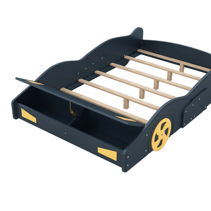 Race Car Shaped Platform Bed With Wheels And Storage - The Sleep Loft - Online Mattress Showroom NYC