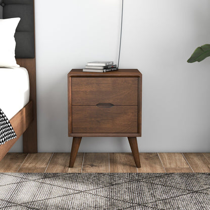 Alexandra - Night Stand With 2 Drawers - Walnut Brown - The Sleep Loft - Online Mattress Showroom NYC