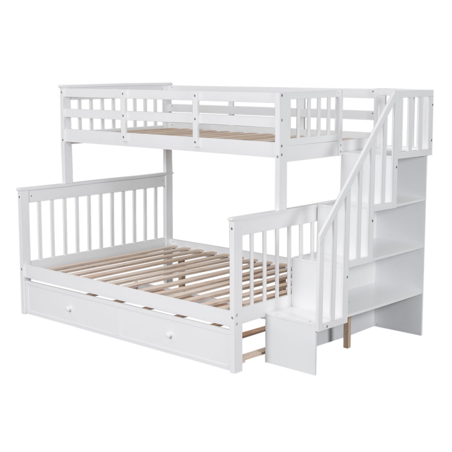 Bunk Bed With Twin Size Trundle, Storage And Guard Rail For Bedroom - The Sleep Loft - Online Mattress Showroom NYC