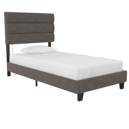 Paloma - Twin Bed With Dual USB Port - Linen - The Sleep Loft - Online Mattress Showroom NYC