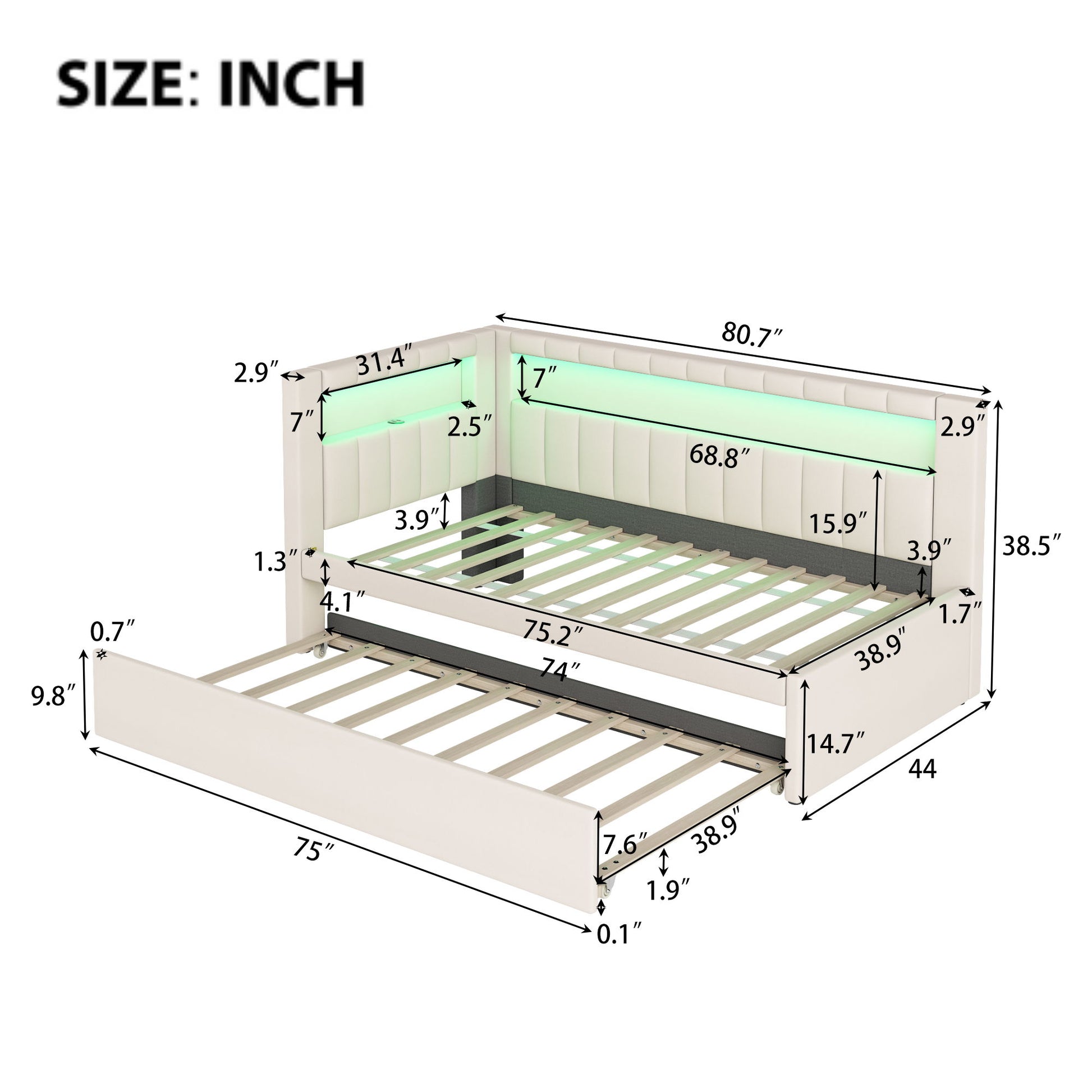 Upholstered Platform Bed With USB Ports And LED Belt - The Sleep Loft - Online Mattress Showroom NYC