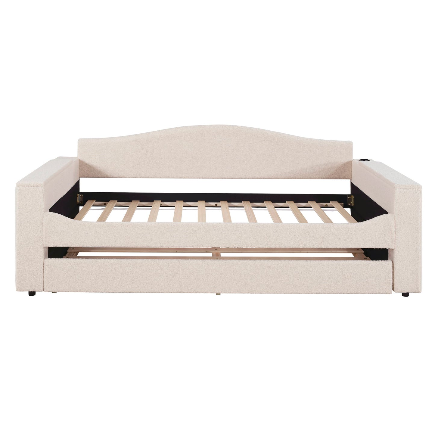 Upholstered Daybed With Storage Armrests, Trundle And Latest Integrated tooth Audio System - The Sleep Loft - Online Mattress Showroom NYC