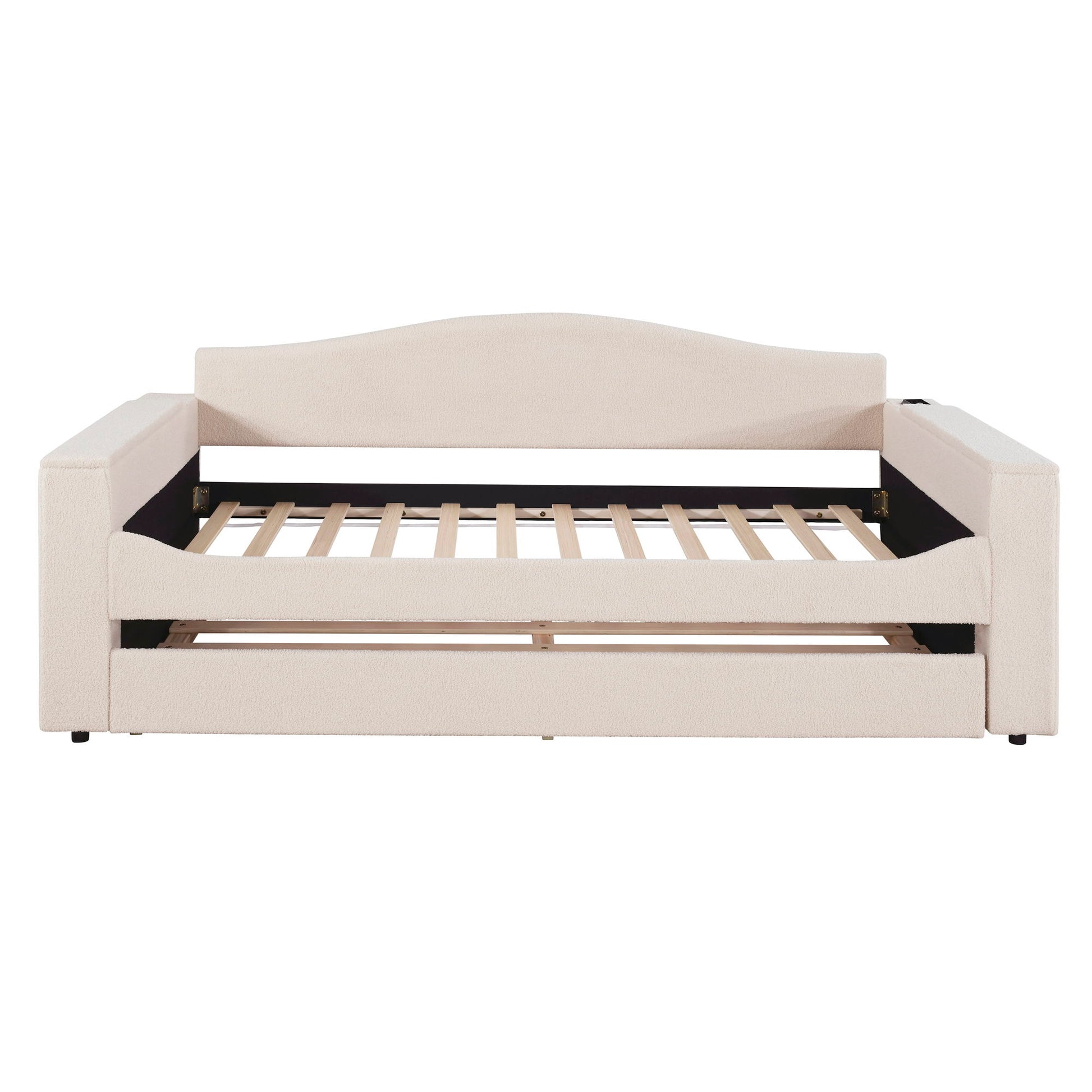 Upholstered Daybed With Storage Armrests, Trundle And Latest Integrated tooth Audio System - The Sleep Loft - Online Mattress Showroom NYC