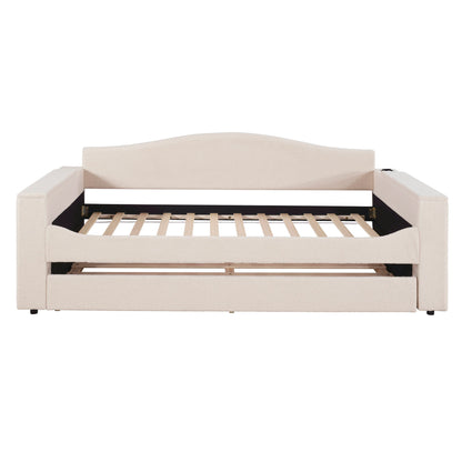 Upholstered Daybed With Storage Armrests, Trundle And Latest Integrated tooth Audio System - The Sleep Loft - Online Mattress Showroom NYC