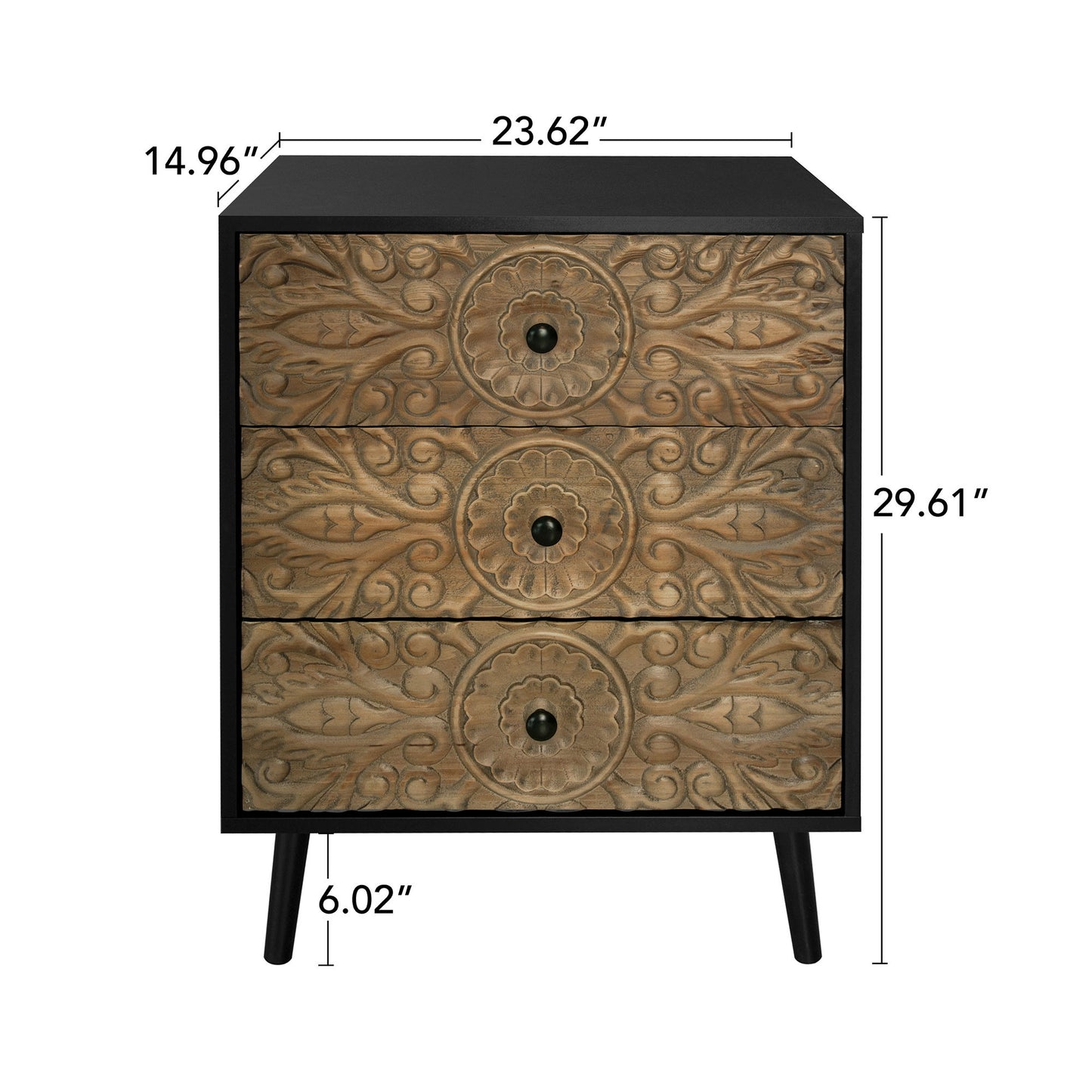 3 Drawer Cabinet, Suitable For Bedroom - Black - The Sleep Loft - Online Mattress Showroom NYC