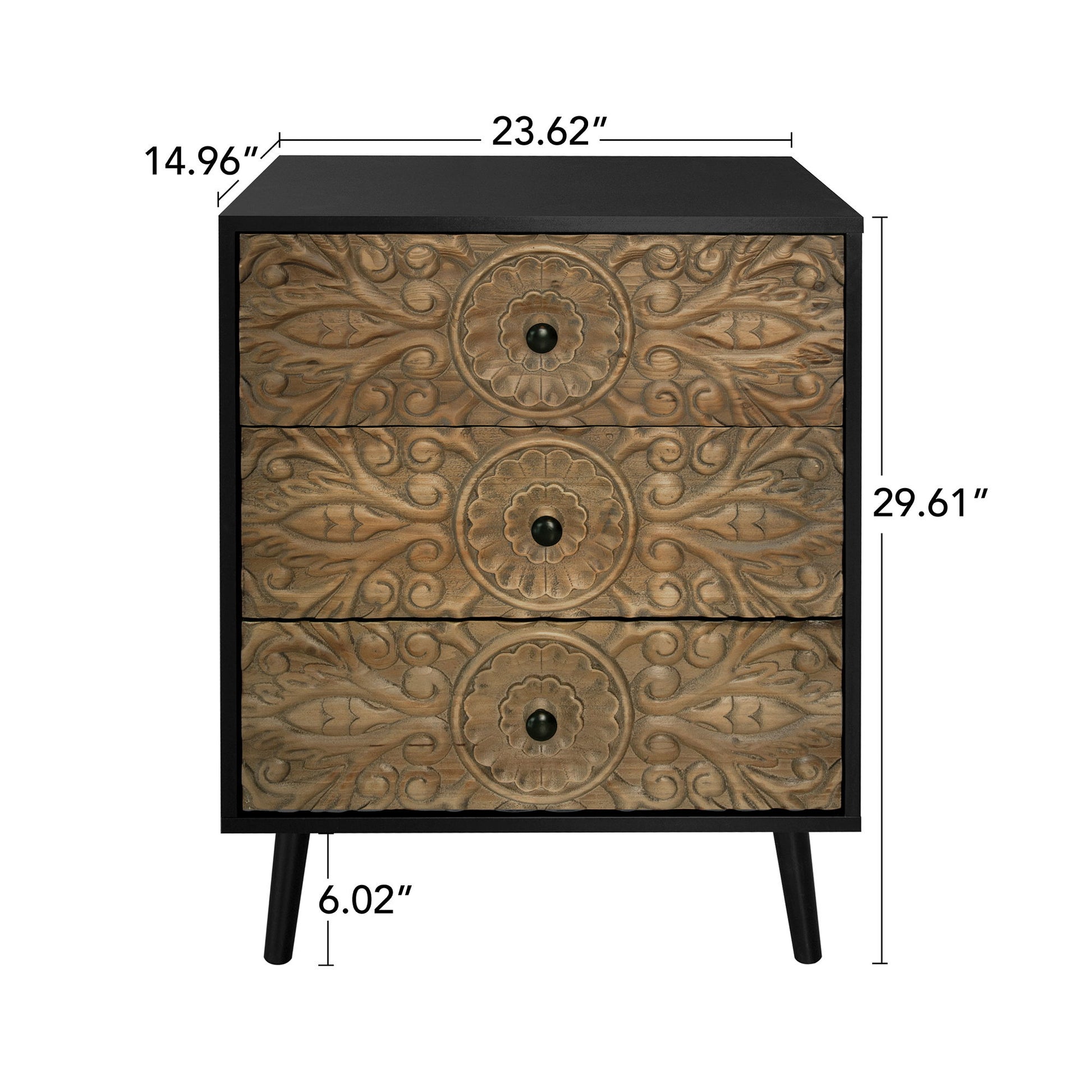 3 Drawer Cabinet, Suitable For Bedroom - Black - The Sleep Loft - Online Mattress Showroom NYC