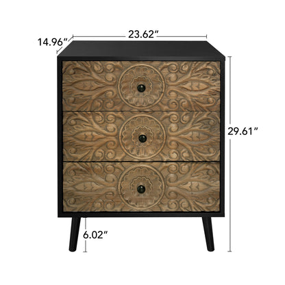3 Drawer Cabinet, Suitable For Bedroom - Black - The Sleep Loft - Online Mattress Showroom NYC