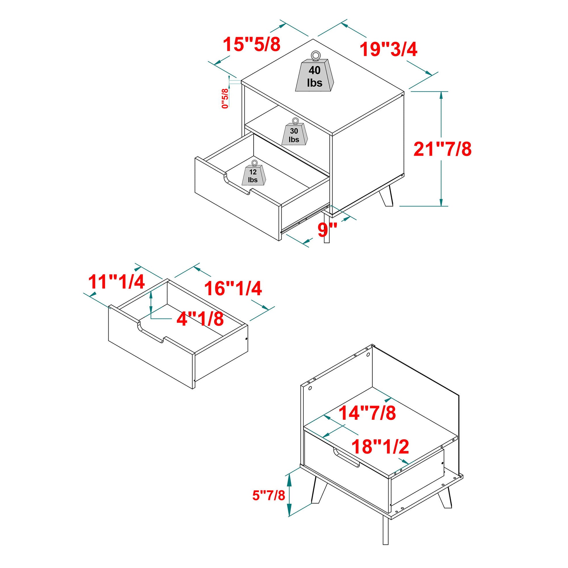 Modern 1 Drawer Nightstand With Open Cubby - The Sleep Loft - Online Mattress Showroom NYC
