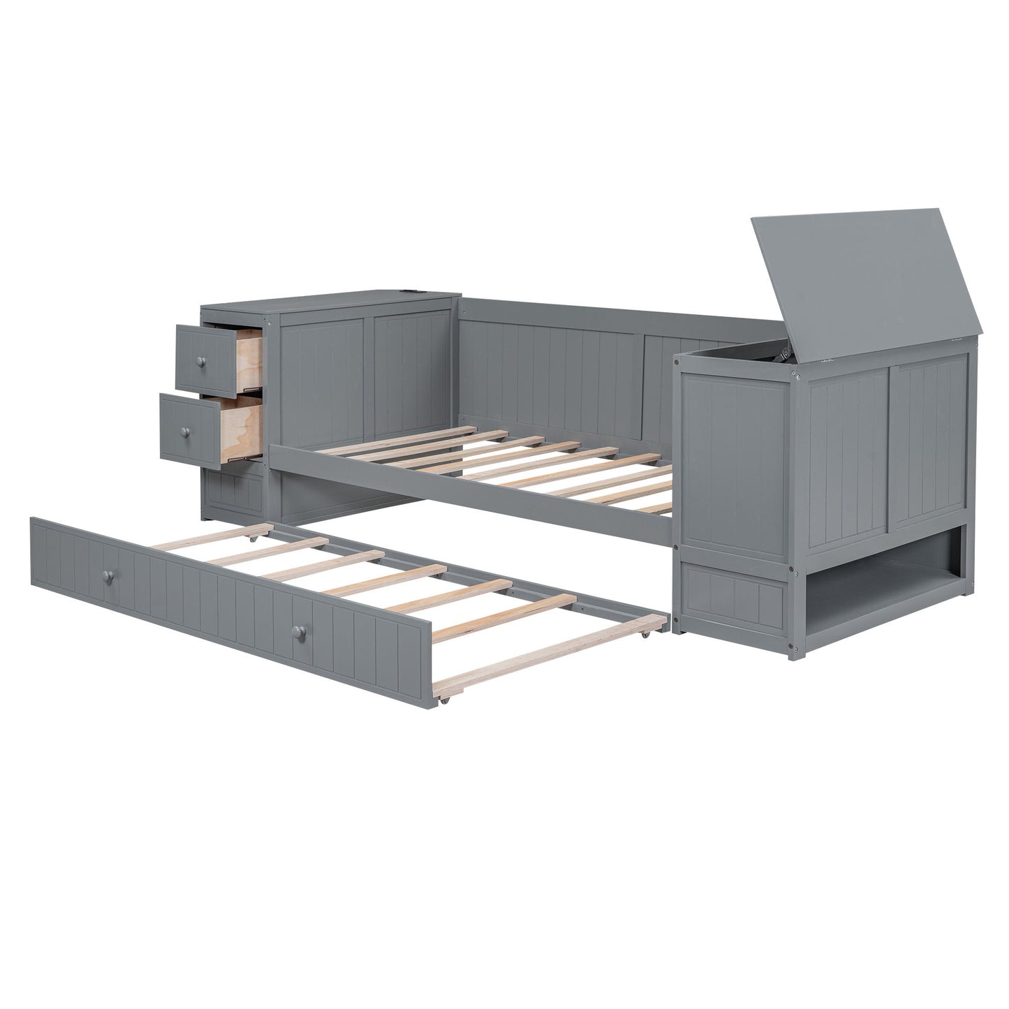 Daybed With Storage Arms, Trundle And Charging Station - The Sleep Loft - Online Mattress Showroom NYC