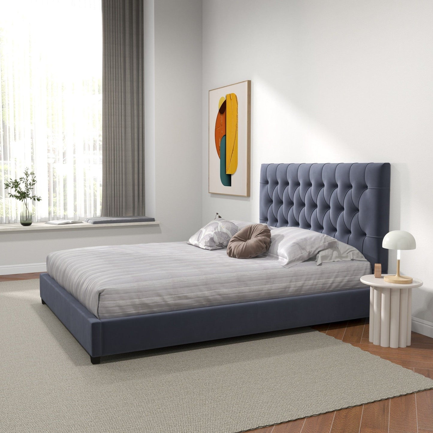 Donald - Mid-Century Modern Upholstered Platform Bed - The Sleep Loft - Online Mattress Showroom NYC