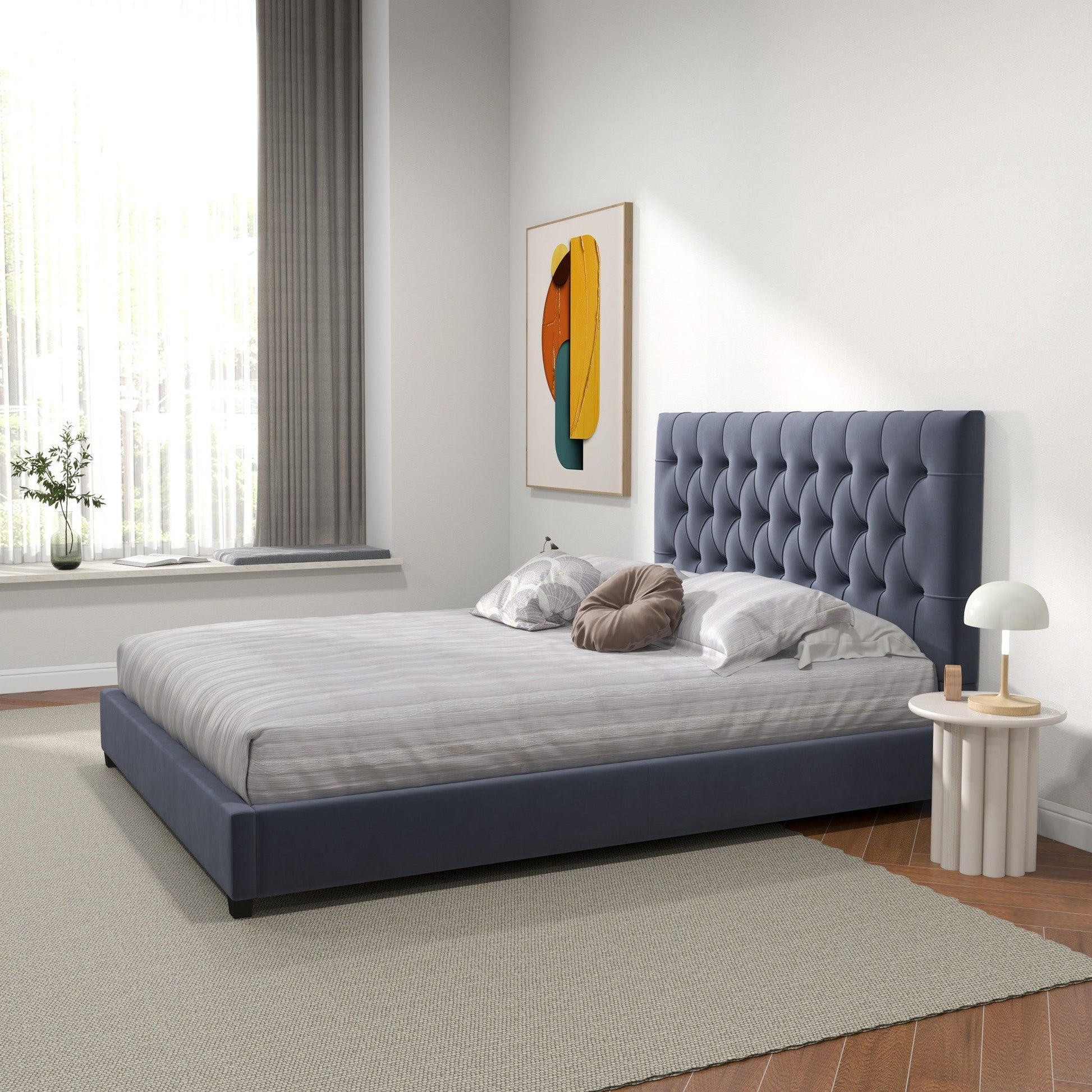 Donald - Mid-Century Modern Upholstered Platform Bed - The Sleep Loft - Online Mattress Showroom NYC