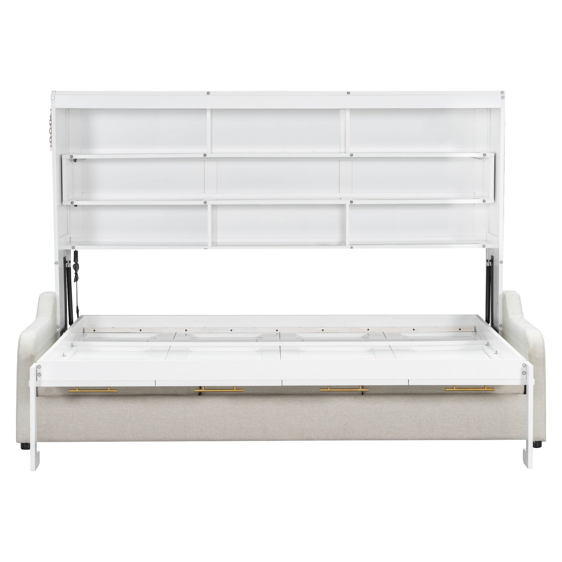 Murphy Cabinet Bed With Folding Sofa, Built In Storage Shelves And LED Light - The Sleep Loft - Online Mattress Showroom NYC