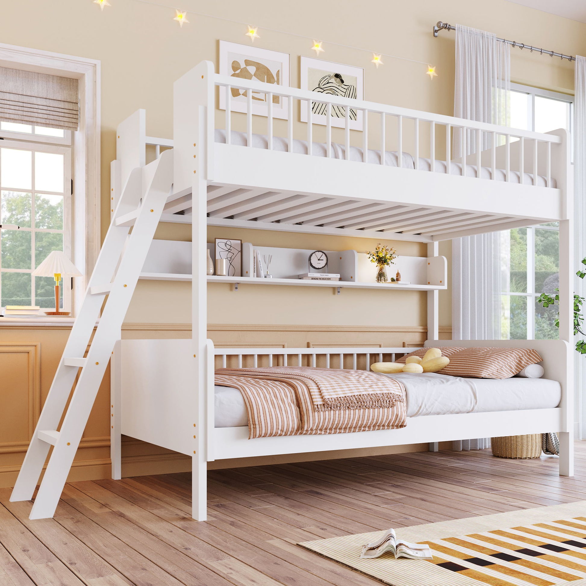 Bunk Bed With 3 Storage Shelves, Adjustable Ladder Left Or Right - The Sleep Loft - Online Mattress Showroom NYC