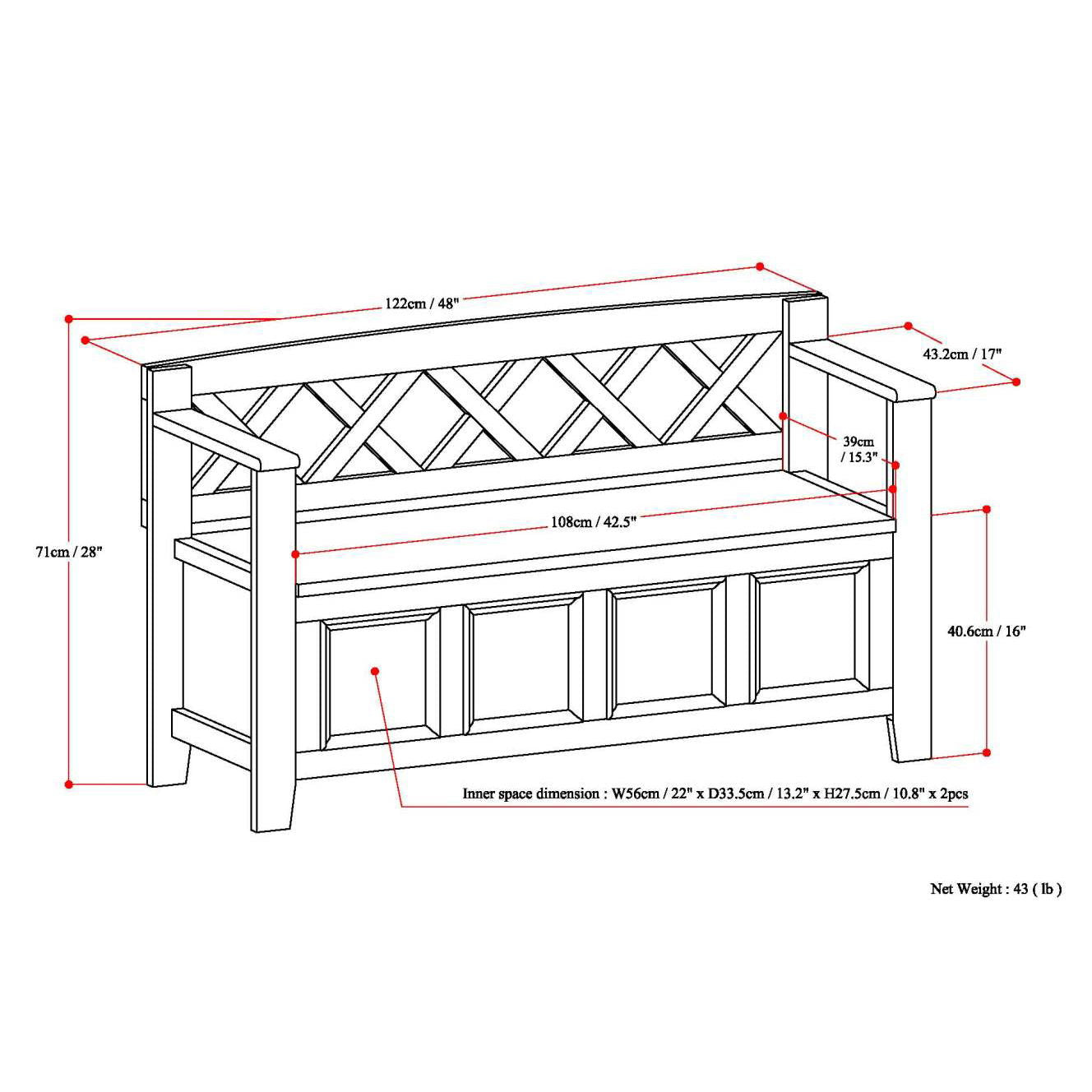 Amherst - Handcrafted Entryway Storage Bench - The Sleep Loft - Online Mattress Showroom NYC