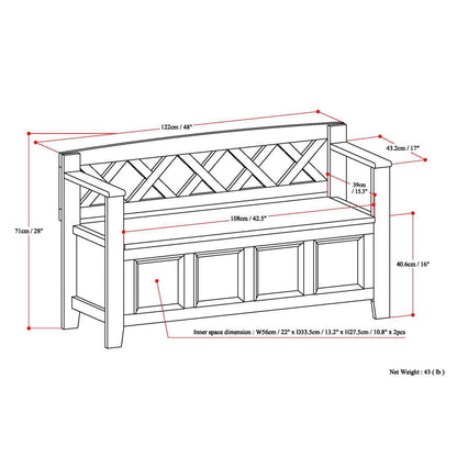 Amherst - Handcrafted Entryway Storage Bench - The Sleep Loft - Online Mattress Showroom NYC
