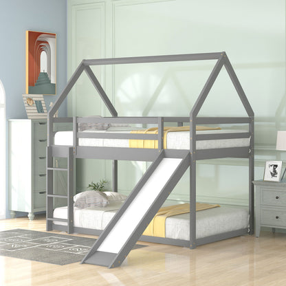 House Shape Bunk Bed With Slide And Ladder - The Sleep Loft - Online Mattress Showroom NYC