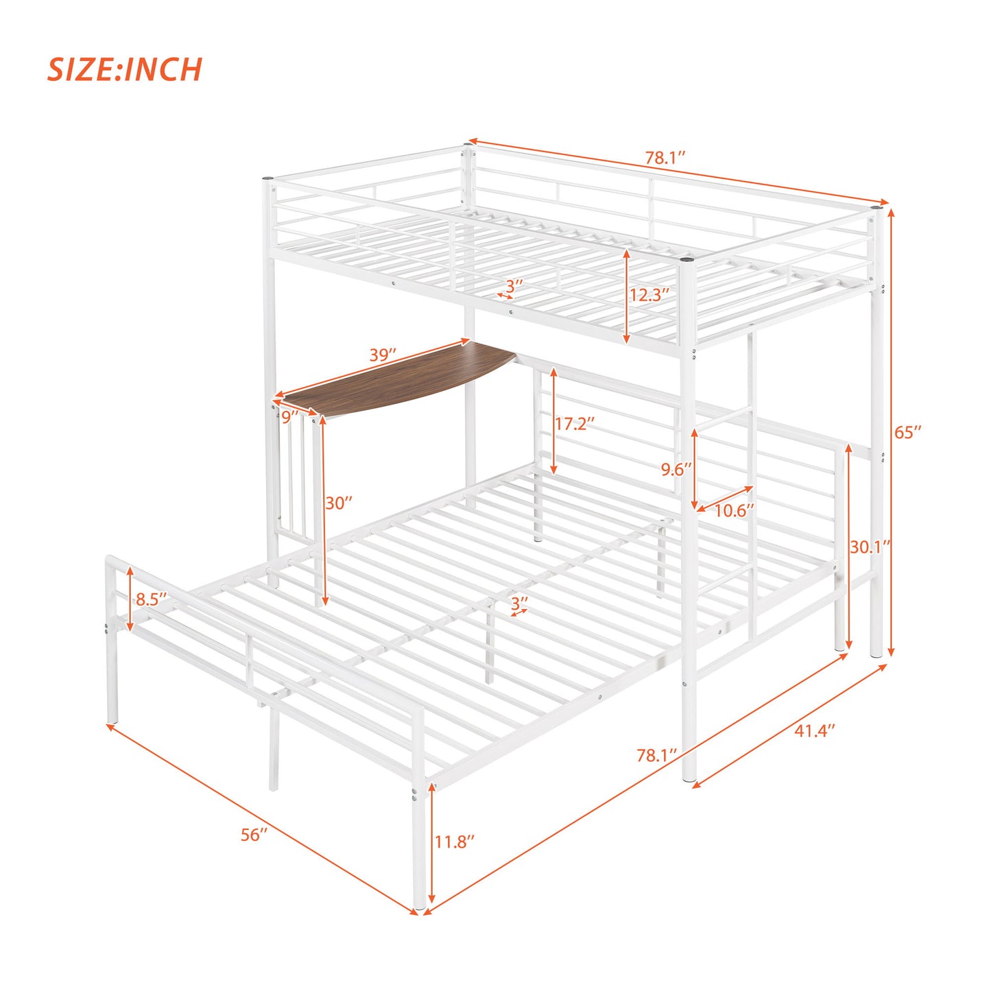 Bunk Bed With Desk, Ladder And Quality Slats For Bedroom - The Sleep Loft - Online Mattress Showroom NYC