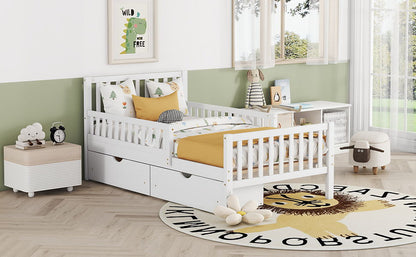 Platform Bed With Guardrails On Both Sides And 2 Storage Drawers - The Sleep Loft - Online Mattress Showroom NYC