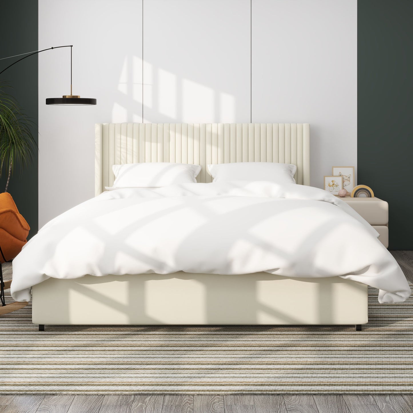 Anna - Upholstered Wingback Platform Bed With 4 Drawers Storage - The Sleep Loft - Online Mattress Showroom NYC