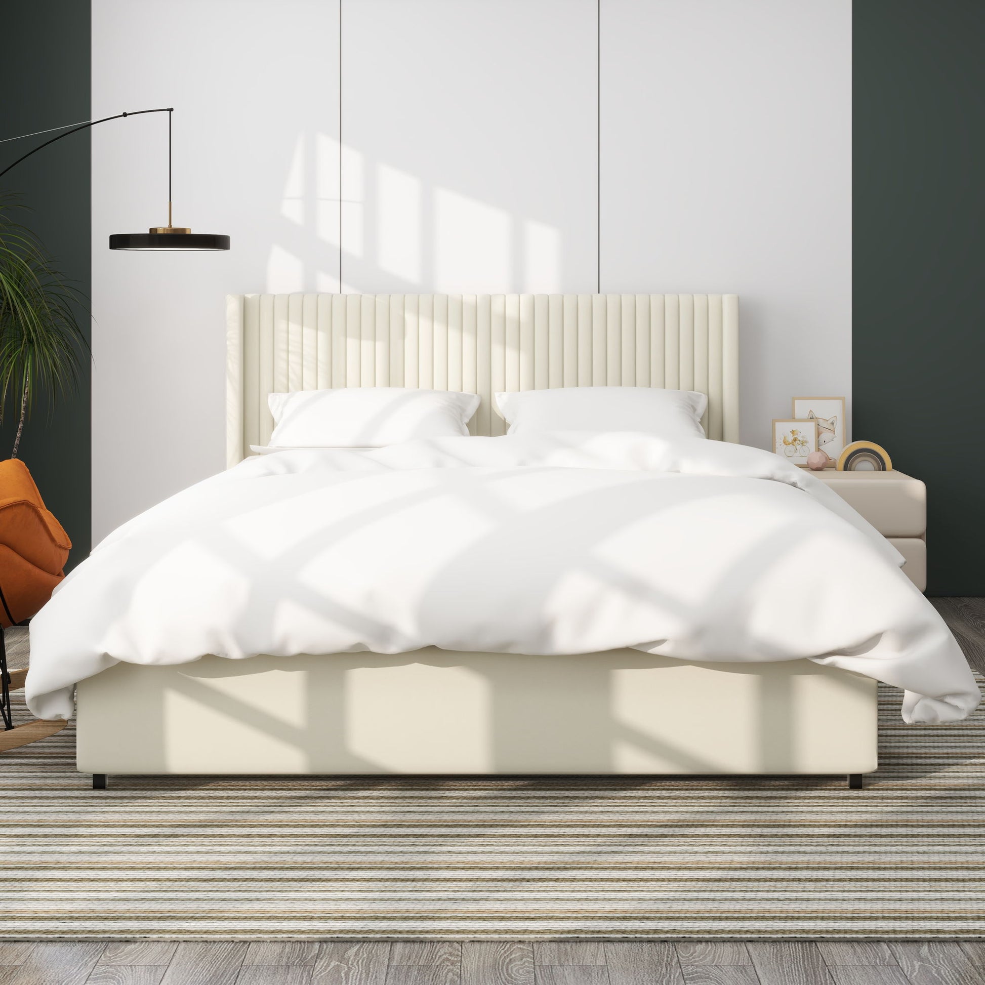 Anna - Upholstered Wingback Platform Bed With 4 Drawers Storage - The Sleep Loft - Online Mattress Showroom NYC
