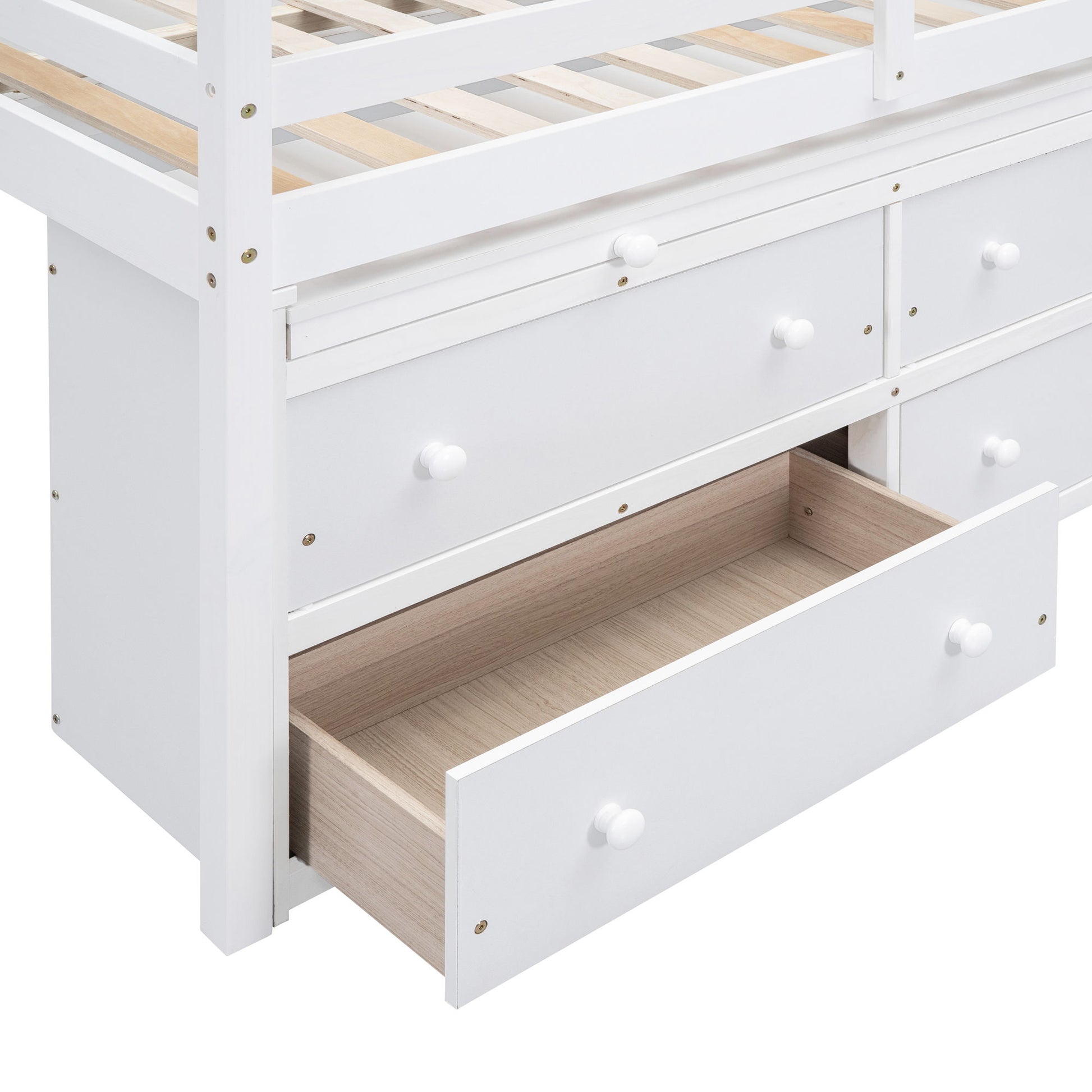 Loft Bed With Retractable Writing Desk And 4 Drawers, With Lateral Portable Desk And Shelves - The Sleep Loft - Online Mattress Showroom NYC