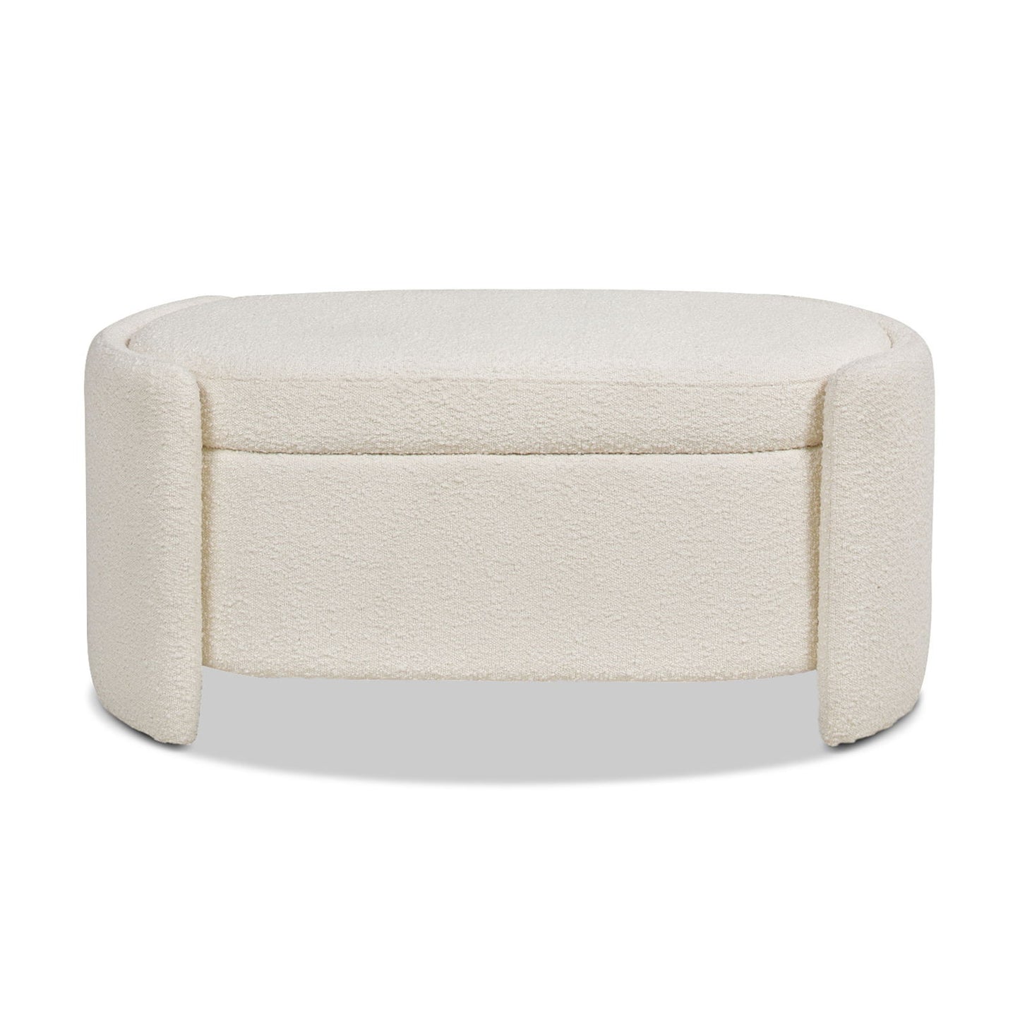 Fuji - Oval Storage Bench, Upholstered - Ivory White - The Sleep Loft - Online Mattress Showroom NYC