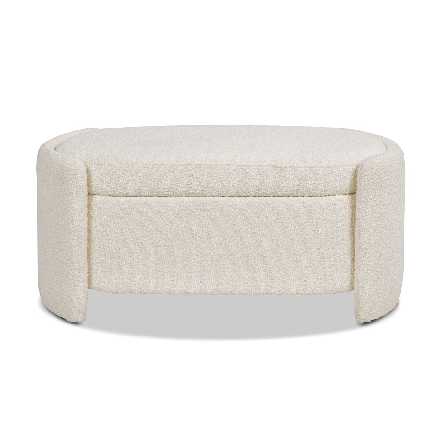Fuji - Oval Storage Bench, Upholstered - Ivory White - The Sleep Loft - Online Mattress Showroom NYC