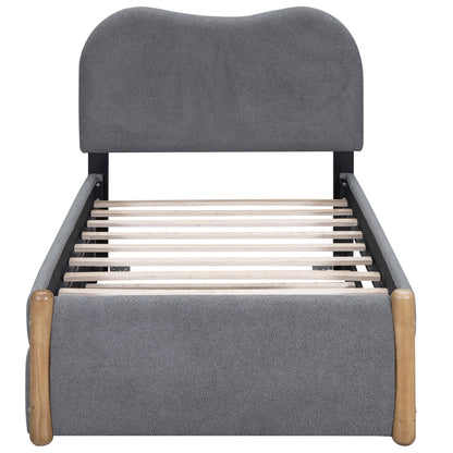 Upholstered Platform Bed With Wood Supporting Feet And Trundle - The Sleep Loft - Online Mattress Showroom NYC