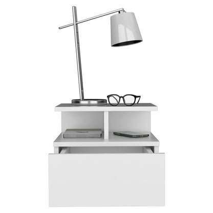 Flopini - Floating Nightstand With 1 Drawer, Compact Size - White - The Sleep Loft - Online Mattress Showroom NYC