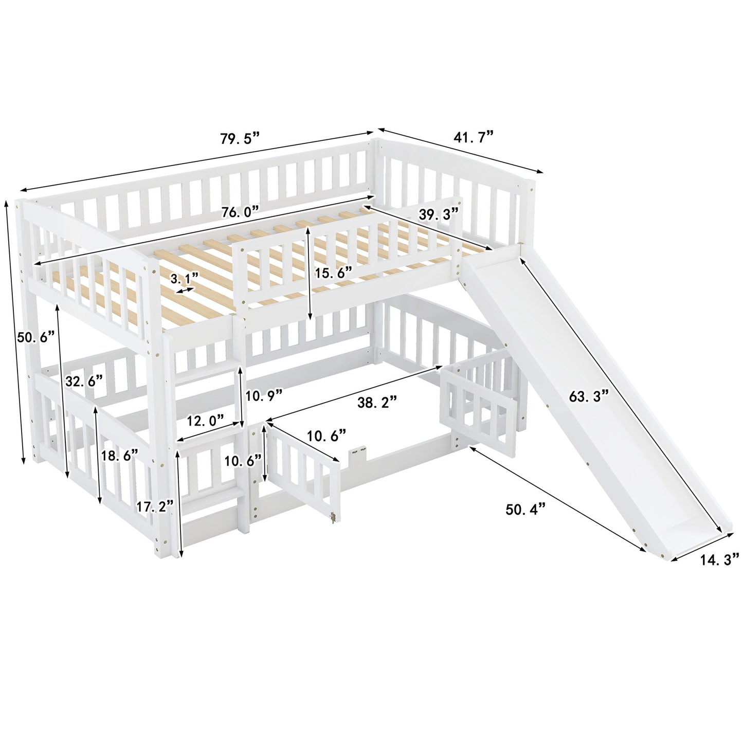 Low Bunk Bed With Slide, Fence And Ladder - The Sleep Loft - Online Mattress Showroom NYC