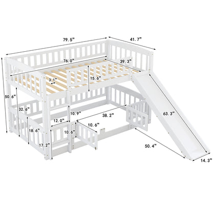 Low Bunk Bed With Slide, Fence And Ladder - The Sleep Loft - Online Mattress Showroom NYC