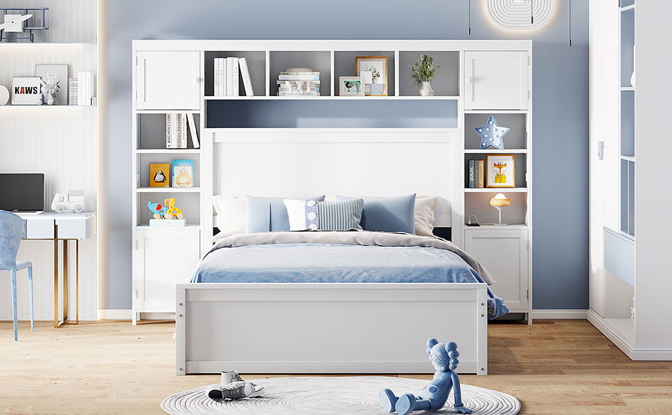 Bed With All In One Cabinet, Shelf And Sockets, Trundle - The Sleep Loft - Online Mattress Showroom NYC