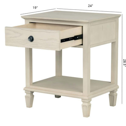 Victoria - Bedside Table With Drawer And Shelf - The Sleep Loft - Online Mattress Showroom NYC