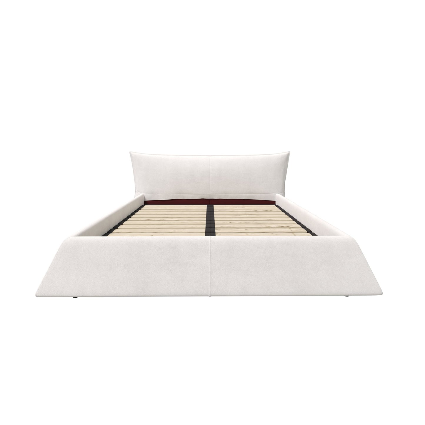 King Size Platform Bed With Special-Shaped Headboard - Cream - The Sleep Loft - Online Mattress Showroom NYC