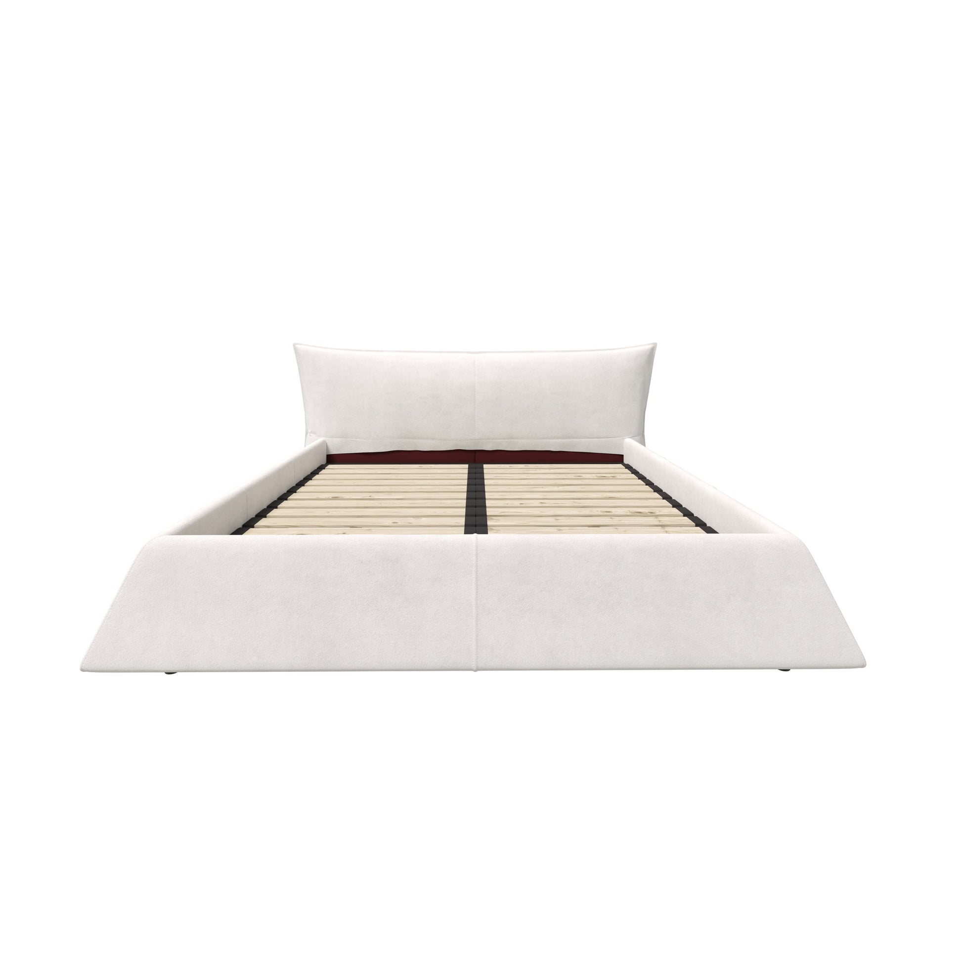 King Size Platform Bed With Special-Shaped Headboard - Cream - The Sleep Loft - Online Mattress Showroom NYC