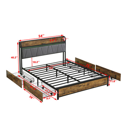 Contemporary Bed Frame With Storage Headboard, Charging Station, LED Lights - The Sleep Loft - Online Mattress Showroom NYC