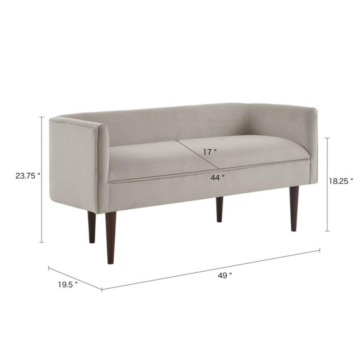 Farrah - Accent Bench With Low Back & Sides - Cream - The Sleep Loft - Online Mattress Showroom NYC