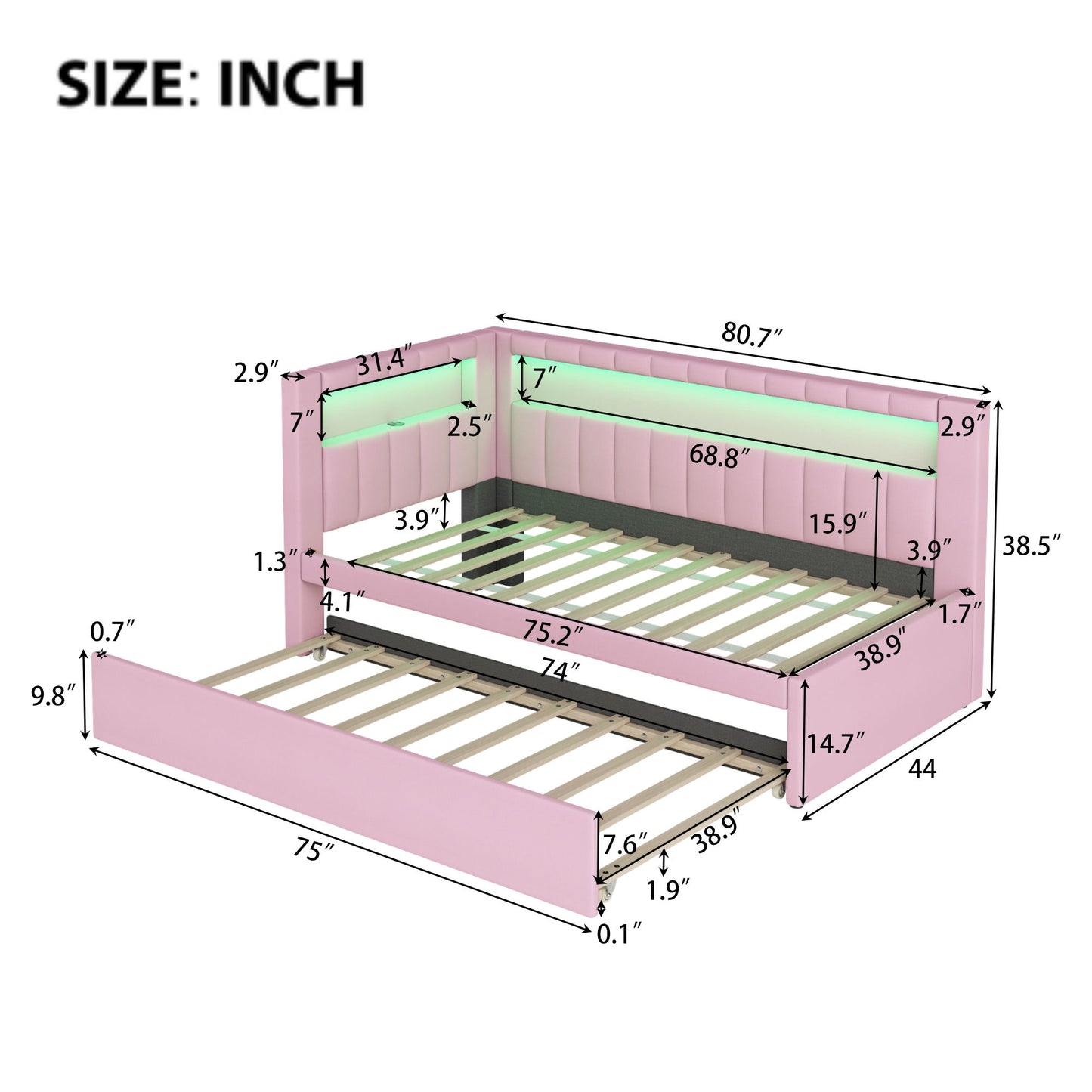 Upholstered Platform Bed With USB Ports And LED Belt - The Sleep Loft - Online Mattress Showroom NYC