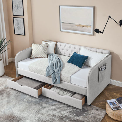 Daybed With Trundle And Storage Drawers, Flat Arms With Pocket - The Sleep Loft - Online Mattress Showroom NYC