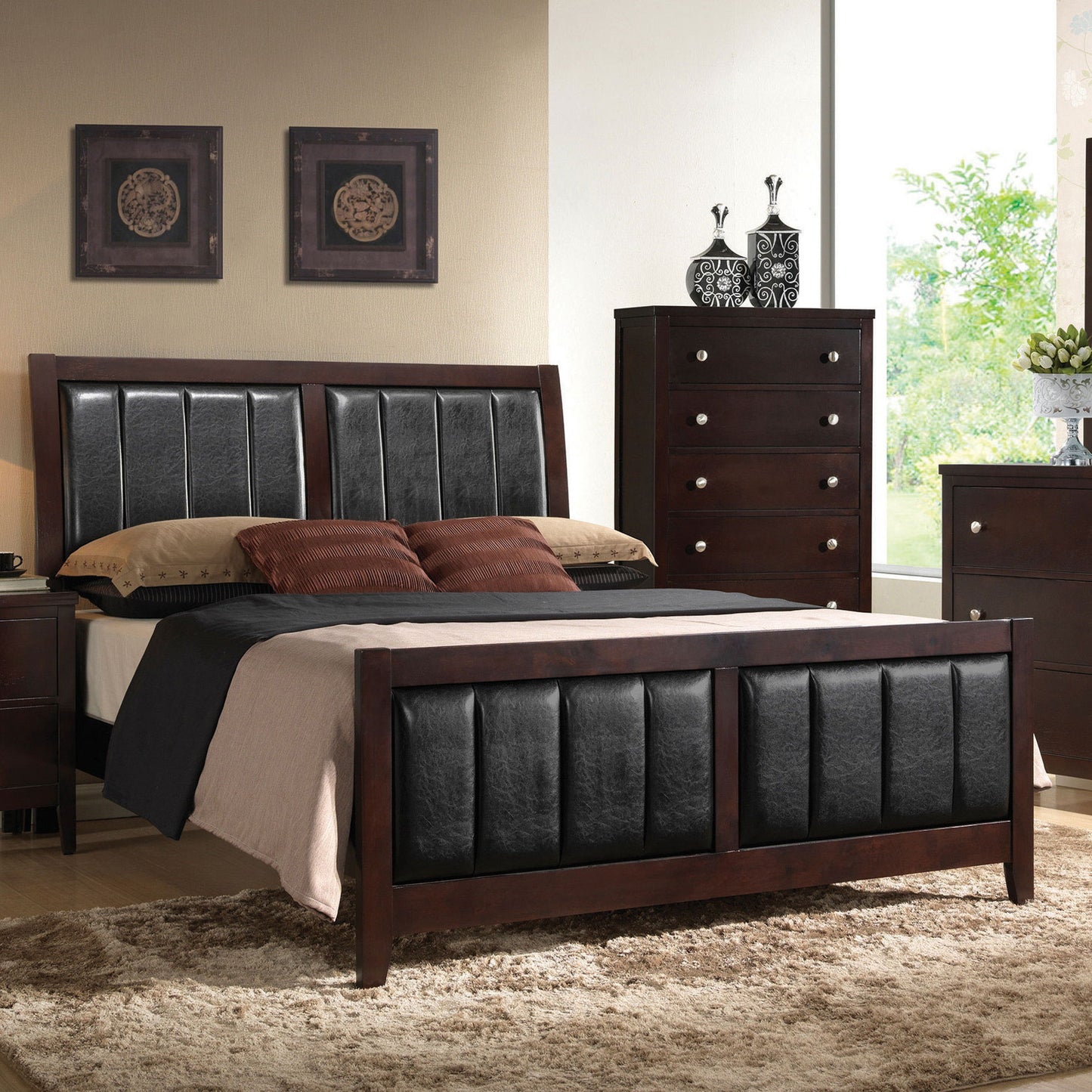 California King Upholstered Panel Bed With Headboard And Footboard - Cappuccino - The Sleep Loft - Online Mattress Showroom NYC