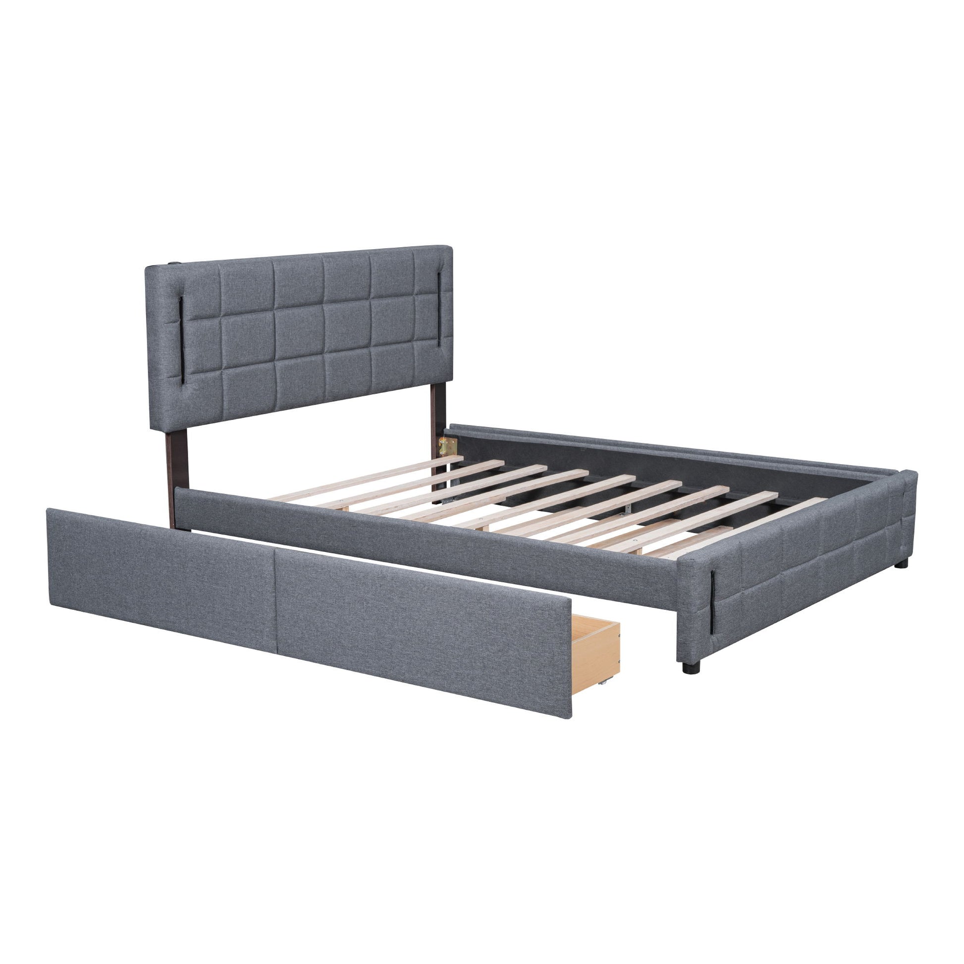 Upholstered Platform Bed With Trundle & Drawers - The Sleep Loft - Online Mattress Showroom NYC